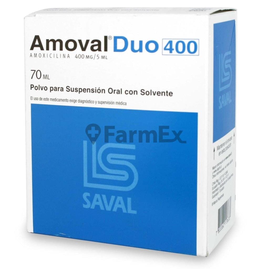 Amoval Duo Suspensión Oral 400 mg / 5 mL x 70 mL Farmex-Fonasa-Persistente